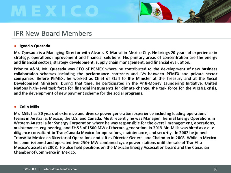 August 2016 Corporate Presentation – International Frontier Resources Corp – slide 35