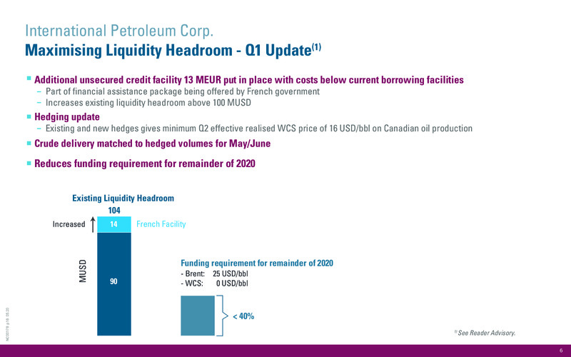 1Q 2020 Earnings Presentation – International Petroleum Corp. – slide 6