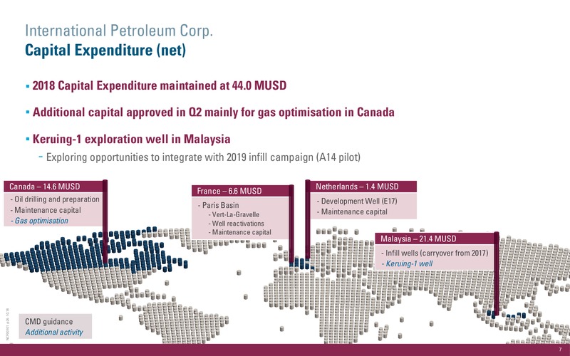 3Q 2018 Operations and Financial Update – International Petroleum Corp. – slide 7