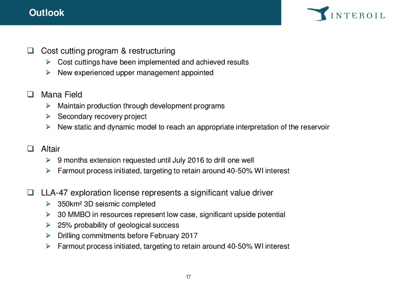 JUNE 2015 INVESTOR PRESENTATION – Interoil Exploration & Production Asa – slide 17