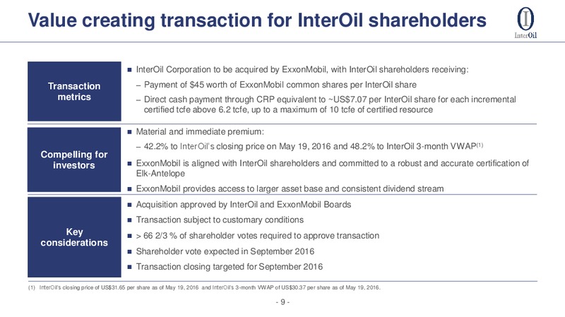 ExxonMobil acquisition of InterOil – Interoil Corporation – slide 9