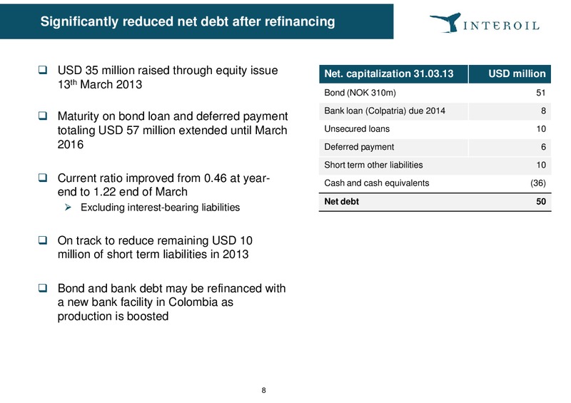 Q1 2013 Investor Presentation – Interoil Exploration & Production Asa – slide 8