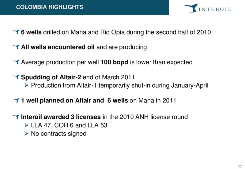 April 2011 Investor Presentation – Interoil Exploration & Production Asa – slide 16