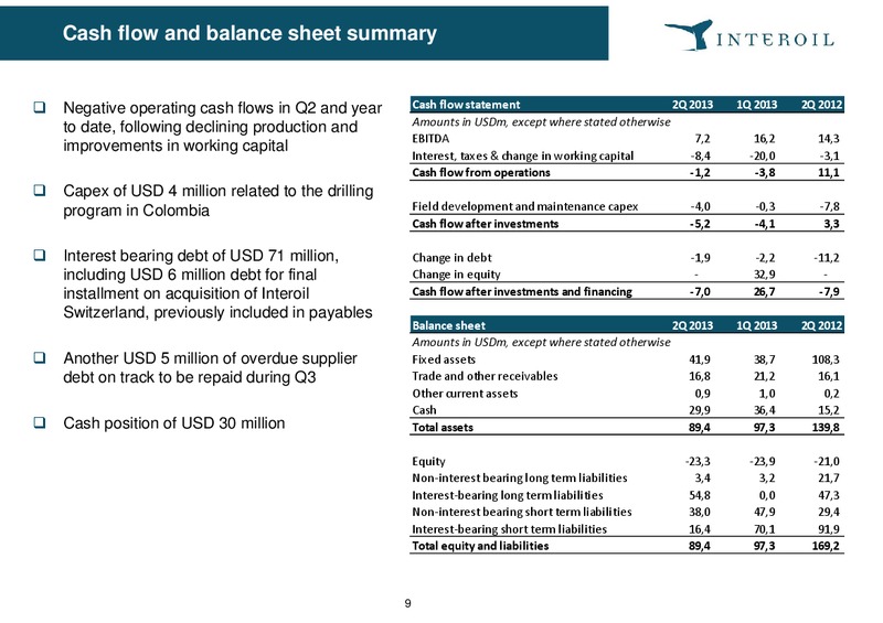 Q2 2013 Earnings Call – Interoil Exploration & Production Asa – slide 9