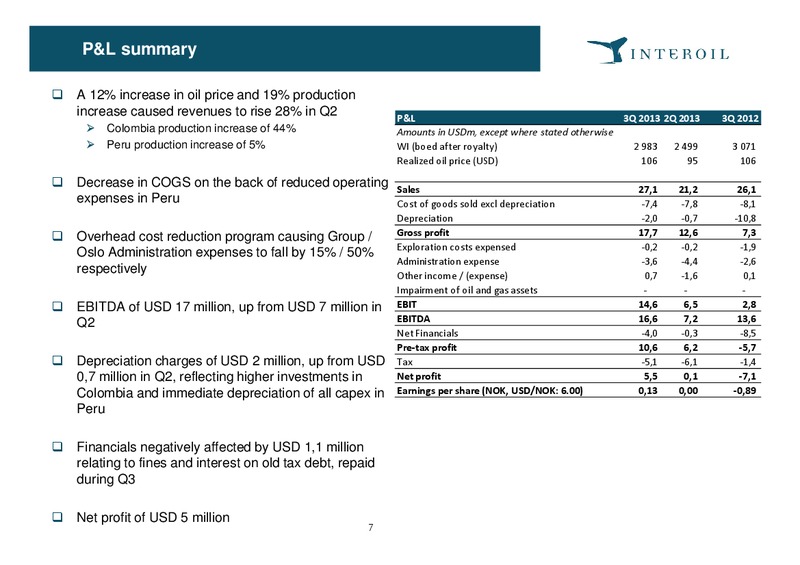 Q3 2013 Earnings Call – Interoil Exploration & Production Asa – slide 7