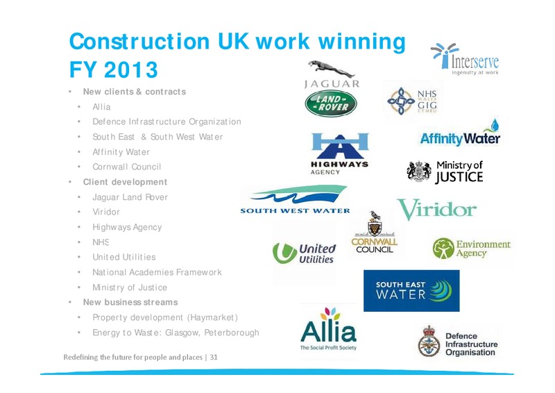 CORPORATE PRESENTATION – Interserve – slide 31