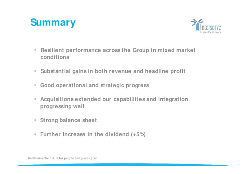 CORPORATE PRESENTATION – Interserve – slide 39