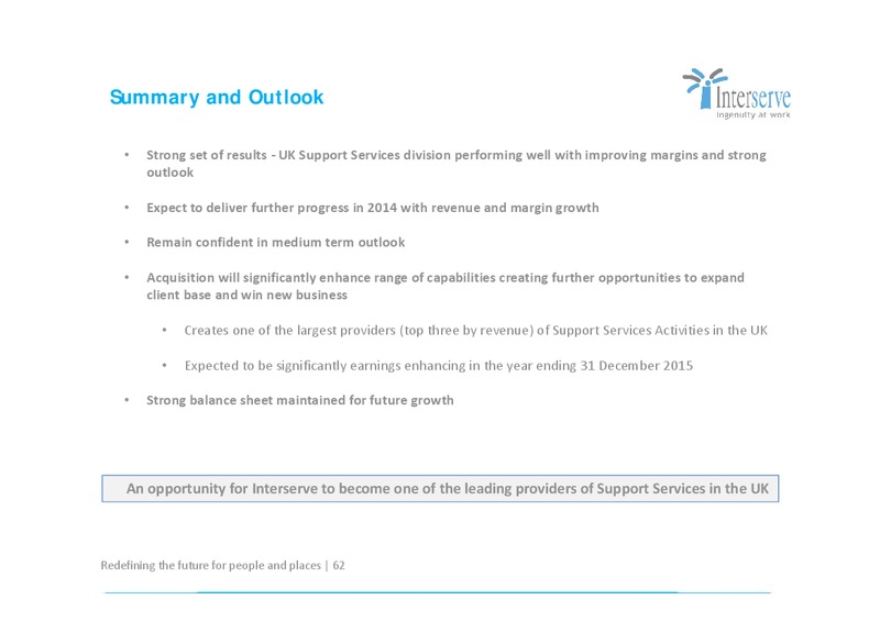 CORPORATE PRESENTATION – Interserve – slide 62