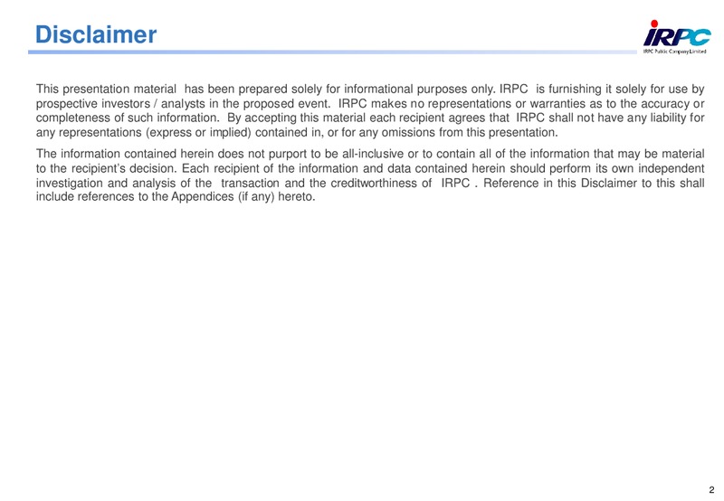 2014 ANALYST MEETING – Irpc – slide 2