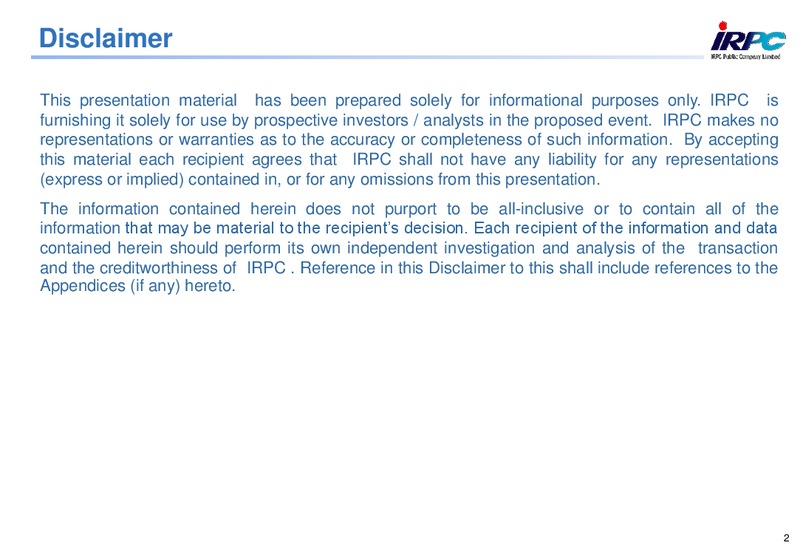 ANALYST MEETING 2013 – Irpc – slide 2
