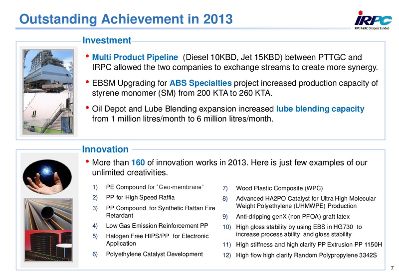 ANALYST MEETING 2013 – Irpc – slide 7