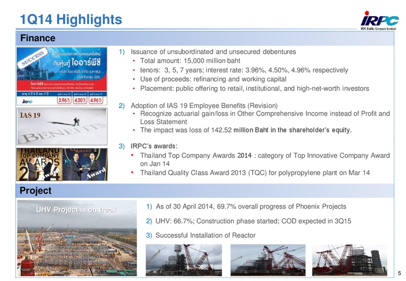 Q1 2014 RESULTS – Irpc – slide 5