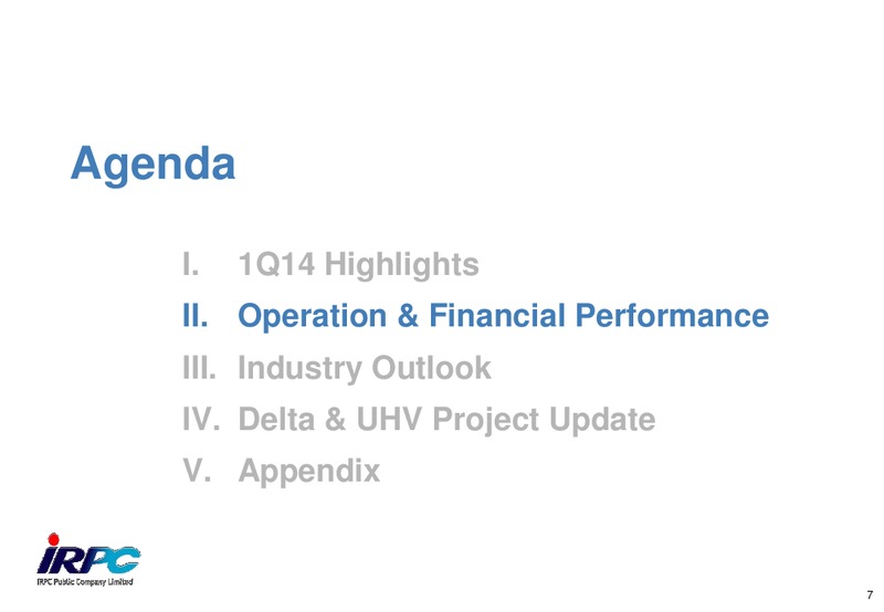 Q1 2014 RESULTS – Irpc – slide 7
