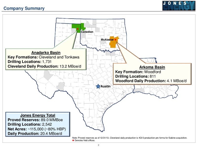 HOWARD WEIL ENERGY CONFERENCE – Jones Energy Inc. – slide 2