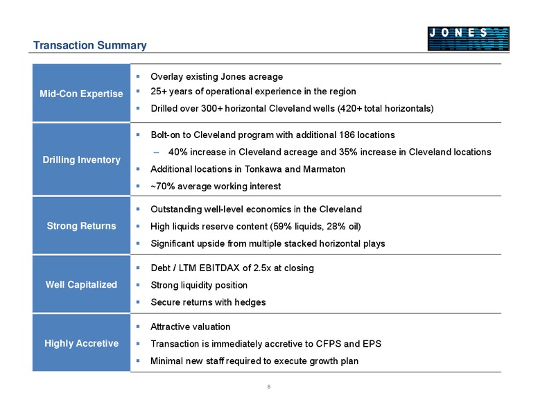 ACQUISITION OF ASSETS IN ANADARKO BASIN CONFERENCE CALL – Jones Energy Inc. – slide 7