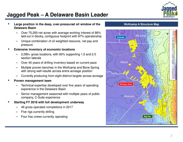 March 2018 Investor Presentation – Jagged Peak Energy Inc – slide 2