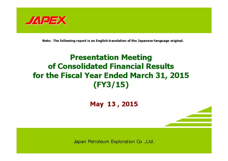 May 2015 Investor Presentation – Japan Petroleum Exploration Co. Ltd. – slide 1