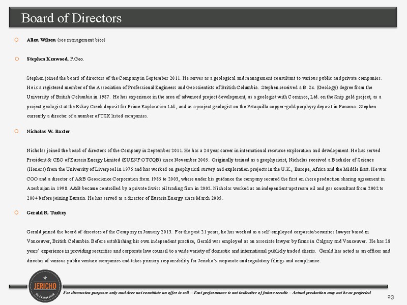 June 2015 Corporate Presentation – Jericho Oil Corp – slide 22
