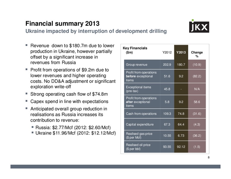 MARCH 2014 INVESTOR PRESENTATION – Jkx Oil & Gas Plc – slide 7
