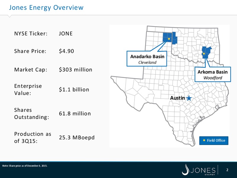 Wells Fargo Securities Energy Symposium – Jones Energy Inc. – slide 2