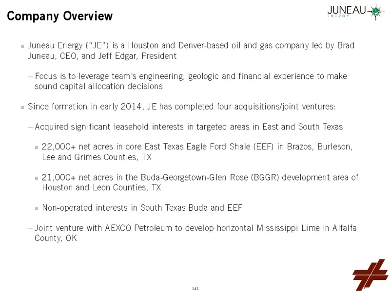 October 2015 Investor Day – Juneau Energy Inc – slide 2