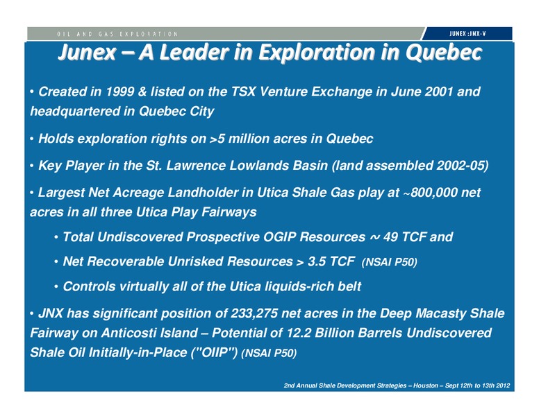 INVESTOR PRESENTATION – Junex Inc. – slide 3
