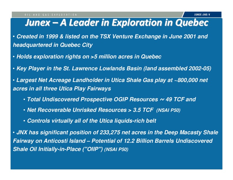 INVESTOR PRESENTATION – Junex Inc. – slide 3