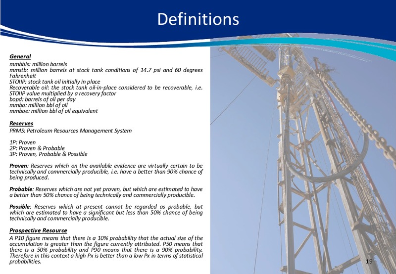 57TH OIL BARREL CONFERENCE – Jupiter Energy Ltd. – slide 19