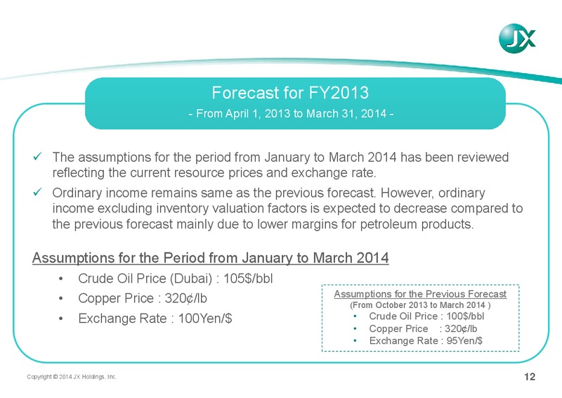FINANCIAL RESULTS FOR 3Q FY2013 – JX Nippon Exploration and Production – slide 13