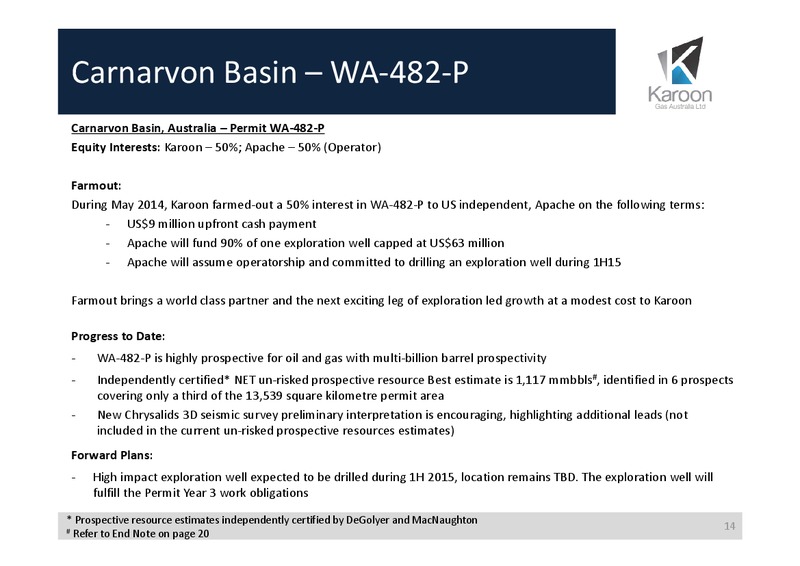 Corporate Review – Karoon Gas Australia Ltd – slide 14
