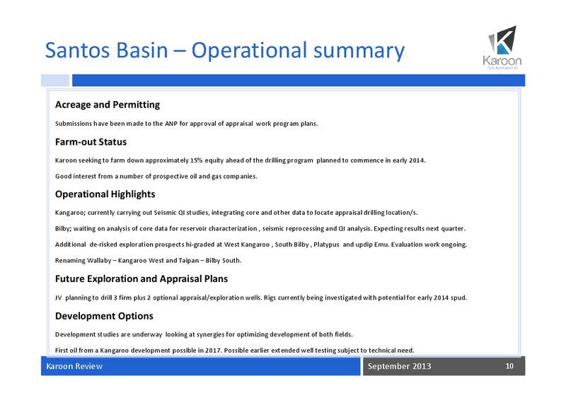 September Review – Karoon Gas Australia Ltd – slide 11