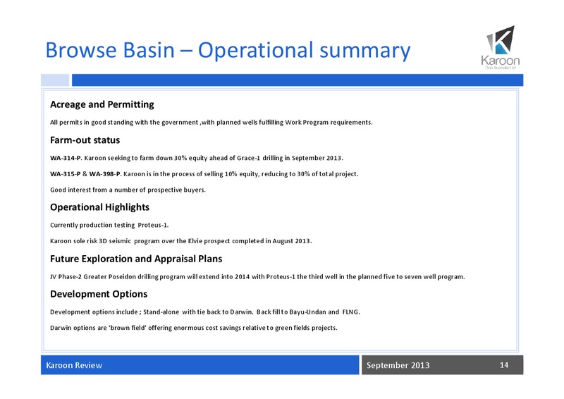 September Review – Karoon Gas Australia Ltd – slide 15