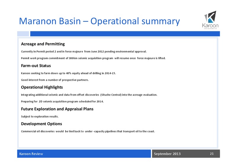 September Review – Karoon Gas Australia Ltd – slide 22