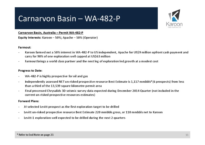Corporate Review – Karoon Gas Australia Ltd – slide 11