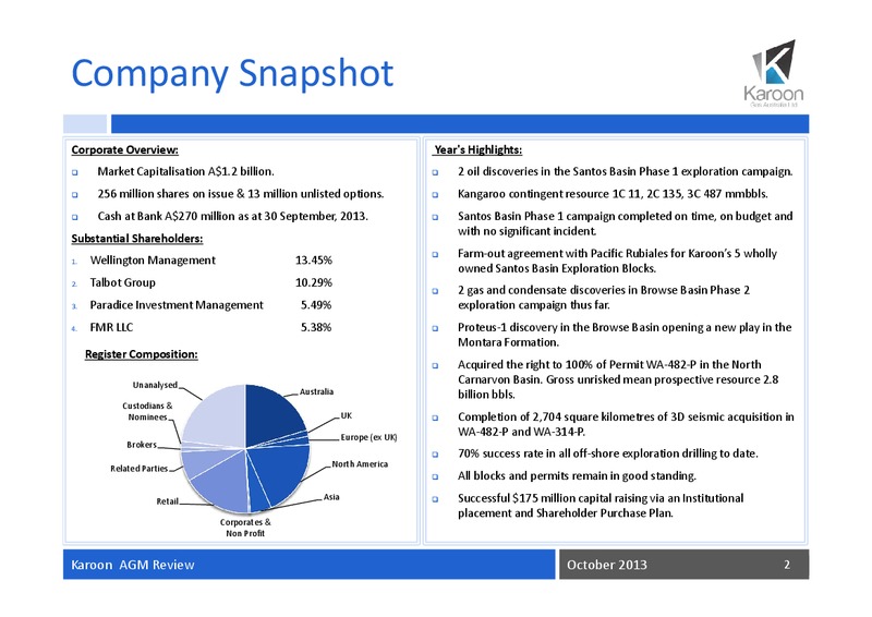 2013 Annual General Meeting – Karoon Gas Australia Ltd – slide 3