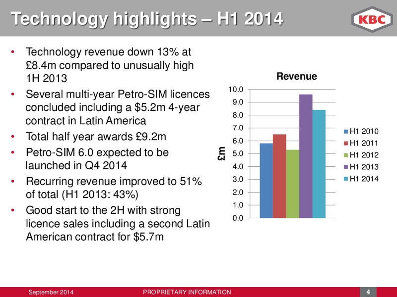 Q2 2014 RESULT – Kbc Advanced Technologies Plc – slide 4