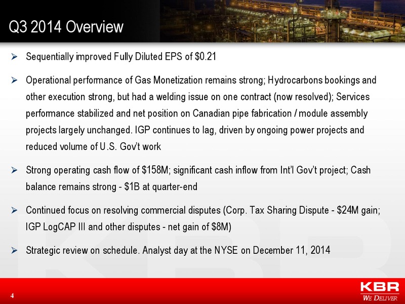 Q3 Financial Results – Kbr, Inc. – slide 3