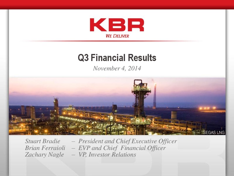 Financial Results – Kbr, Inc. – slide 1
