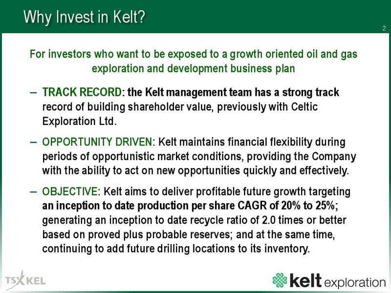 APRIL 2015 CORPORATE PRESENTATION – Kelt Exploration Ltd. – slide 2