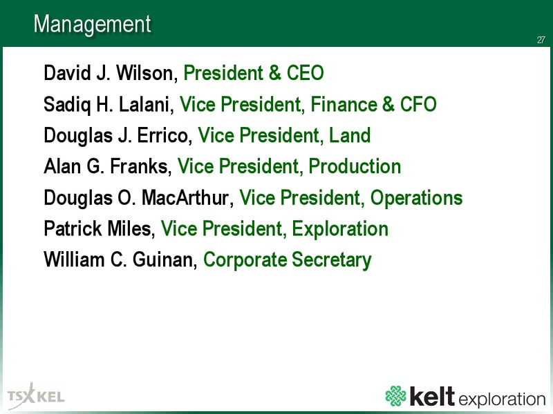 PETERS AND COMPANY 18TH ANNUAL ENERGY CONFERENCE – Kelt Exploration Ltd. – slide 27