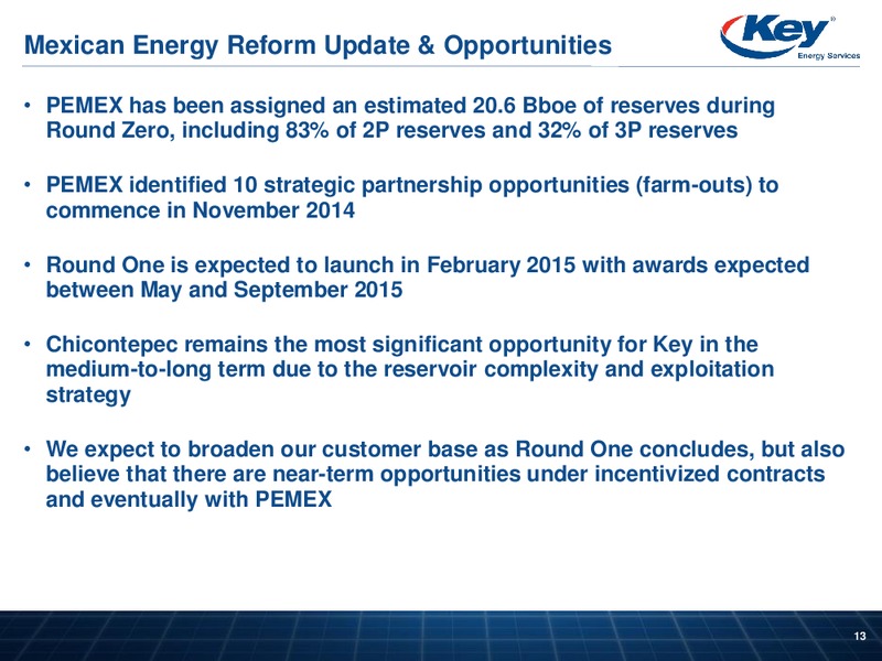 BARCLAYS CEO ENERGY POWER CONFERENCE – Key Energy Services Inc. – slide 12