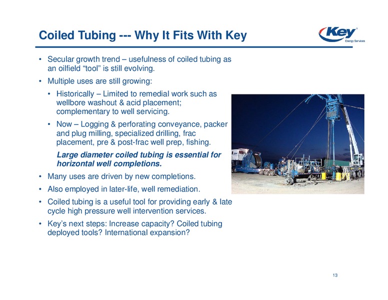 BAML GLOBAL ENERGY CONFERENCE – Key Energy Services Inc. – slide 11