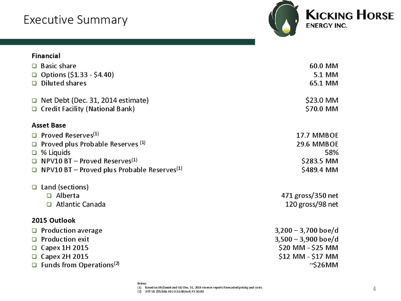 Corporate Presentation Q1 – Kicking Horse Energy Inc. – slide 2