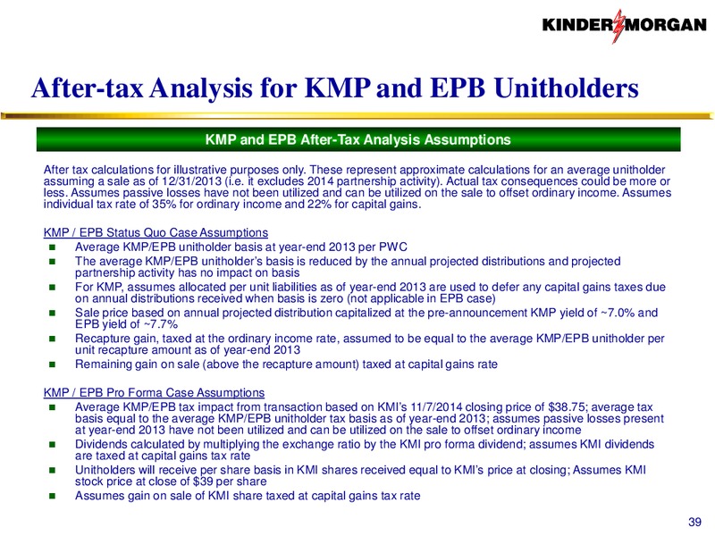 KMI to Acquire KMP KMR and EPB – KINDER MORGAN ENERGY PARTNERS, L.P. – slide 38