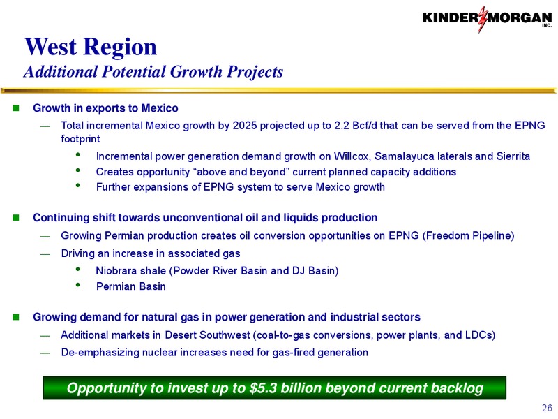 Investor Presentation – KINDER MORGAN ENERGY PARTNERS, L.P. – slide 26