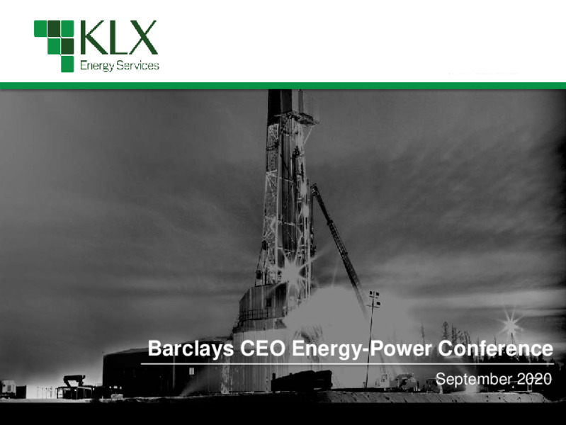 Barclays CEO Energy Power Conference – KLX Energy Services – slide 1