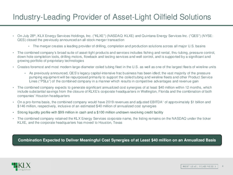 Barclays CEO Energy Power Conference – KLX Energy Services – slide 3