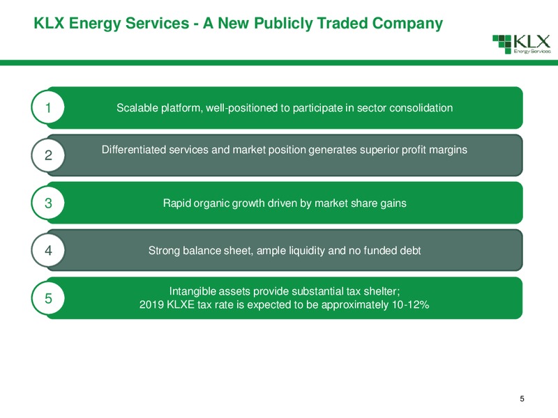 October 2018 Investor Presentation – KLX Energy Services – slide 5