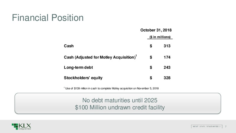 3Q 2018 Earnings Presentation – KLX Energy Services – slide 6