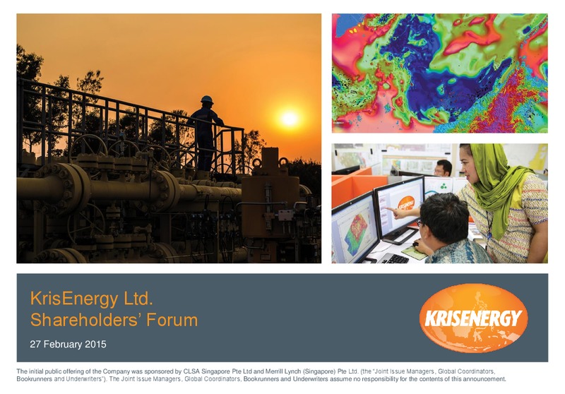 SHAREHOLDERS FORUM – Krisenergy Ltd. – slide 1